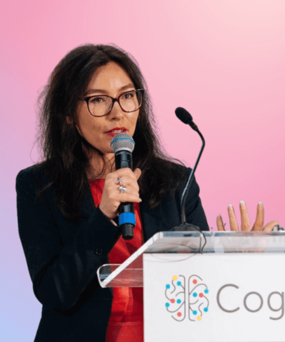 Elena Sinel speaking at CogX